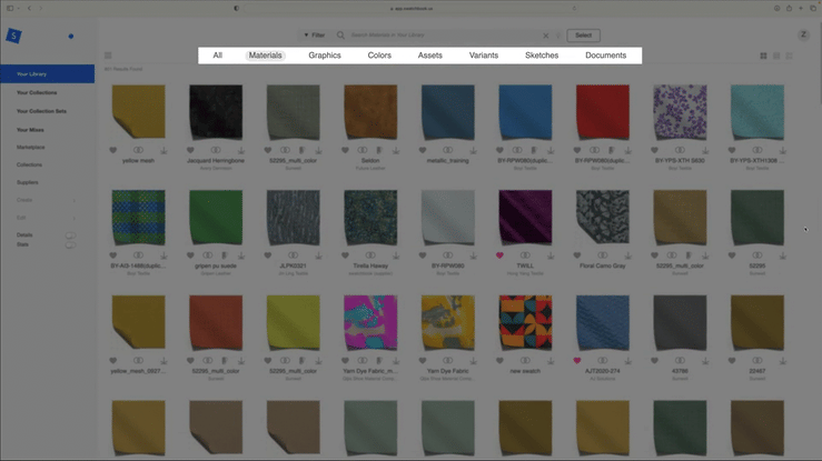 Swatchbook library preview